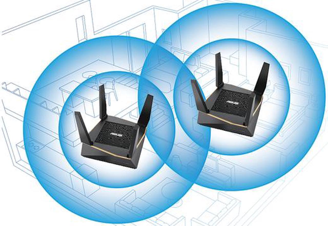 Alt view image 9 of 14 - ASUS RT-AX92U (2 Pack) AX6100 Tri-Band Wi-Fi 6 Gaming Mesh Router with 802.11Ax, Lifetime AiProtection Security by Trend Micro, AiMesh Compatible, Adaptive QoS & Parental Control
