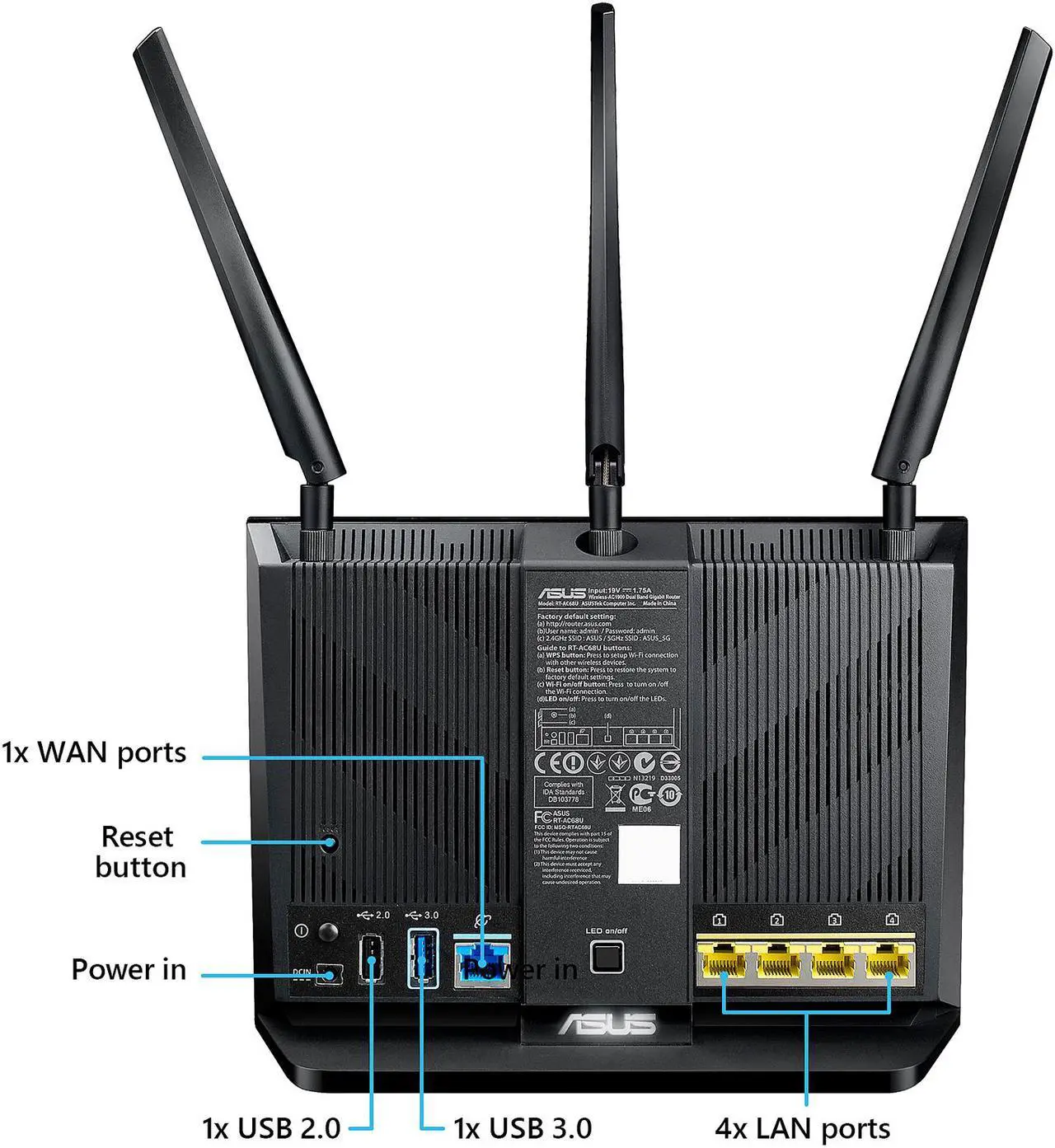 Alt view image 3 of 6 - ASUS AiMesh AC1900 Whole Home Wi-Fi System, Dual-band 3x3 with USB 3.0 and AiProtection Powered by Trend Micro (RT-AC68U 2 Pack Retail)