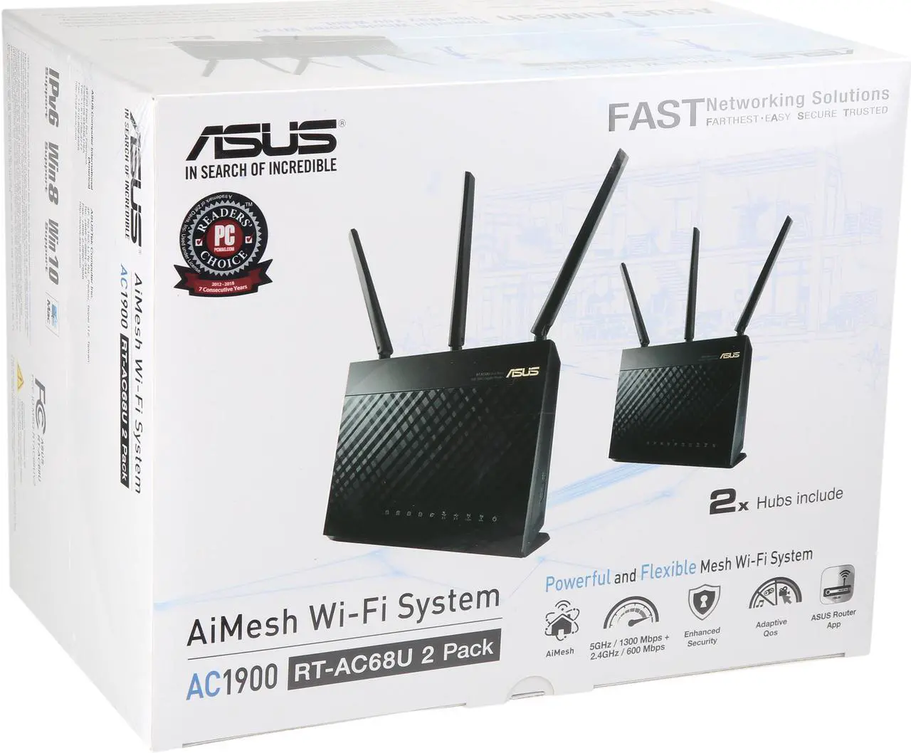 Alt view image 6 of 6 - ASUS AiMesh AC1900 Whole Home Wi-Fi System, Dual-band 3x3 with USB 3.0 and AiProtection Powered by Trend Micro (RT-AC68U 2 Pack Retail)