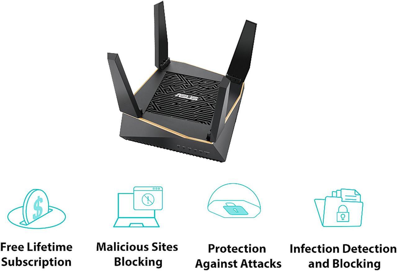 Alt view image 3 of 6 - ASUS RT-AX92U/CA AX6100 Tri-band WiFi 6 (802.11ax) Router