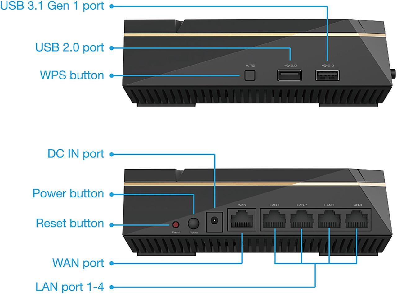 Alt view image 6 of 6 - ASUS RT-AX92U/CA AX6100 Tri-band WiFi 6 (802.11ax) Router