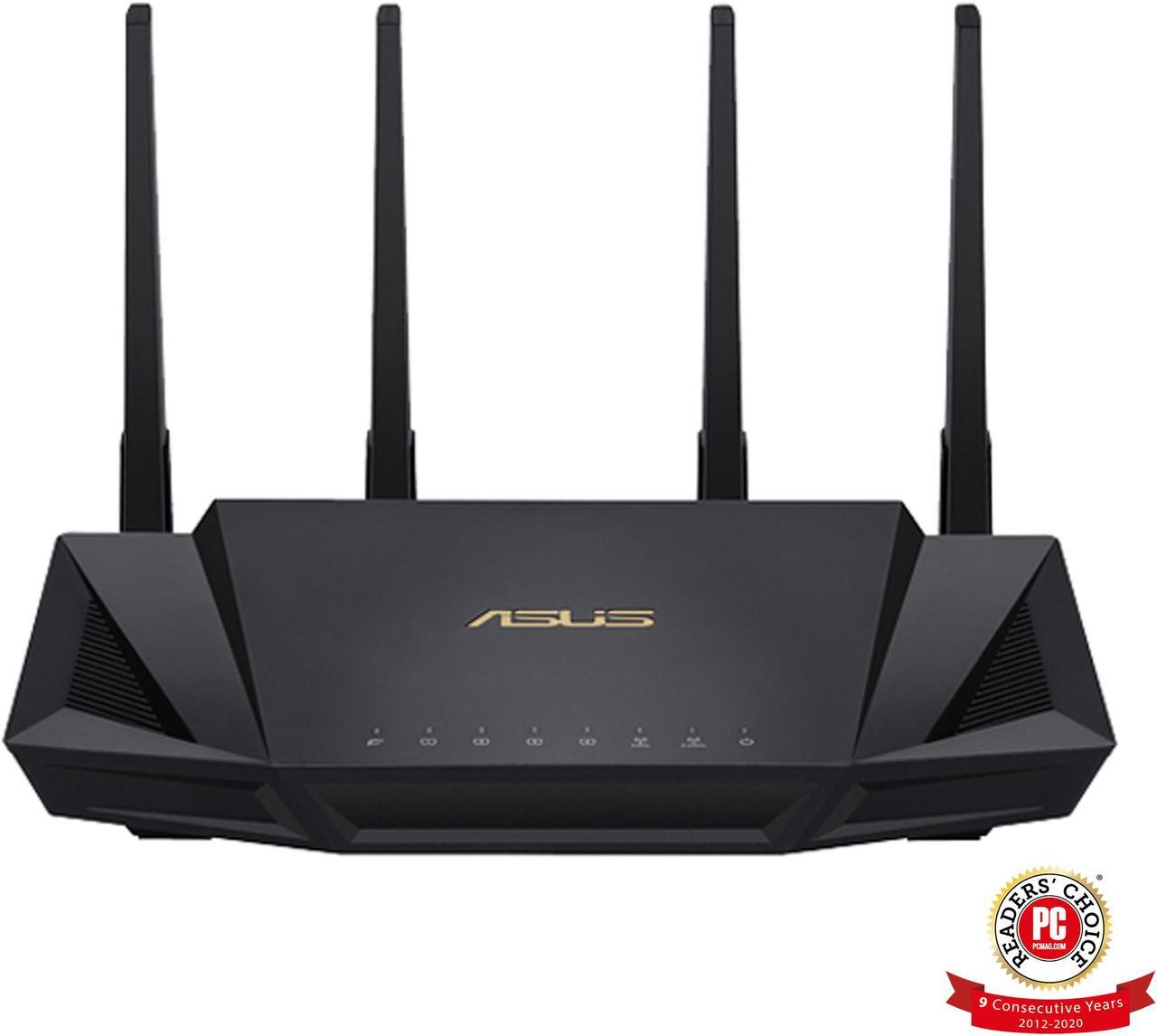 Main image of ASUS RT-AX3000 Dual Band WiFi Router, WiFi 6, 802.11ax, Lifetime Internet Security, support AiMesh Whole-home WiFi, 4 x 1Gb LAN ports, USB 3.0, MU-MIMO, OFDMA, VPN