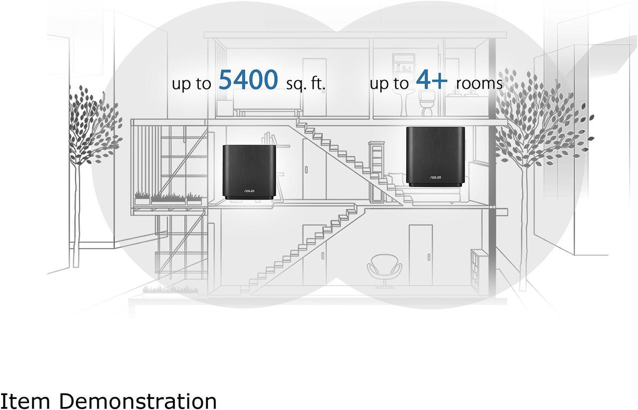 Alt view image 2 of 4 - ASUS ZenWiFi AC3000 Tri-Band Mesh WiFi System - Whole Home Coverage up to 5400 sq.ft & 4+ rooms, AiMesh, Included Lifetime Internet Security, Easy Setup, 3 SSID, Parental Control, Black(CT8 2PK)