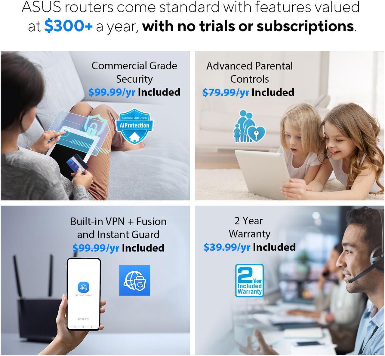 Alt view image 7 of 7 - ASUS ZenWiFi AC3000 Tri-Band Mesh WiFi System - Whole Home Coverage up to 5400 sq.ft & 4+ rooms, AiMesh, Included Lifetime Internet Security, Easy Setup, 3 SSID, Parental Control, White(CT8 2PK)