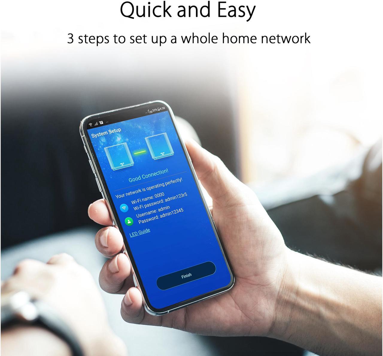 Alt view image 6 of 7 - ASUS ZenWiFi AC3000 Tri-Band Mesh WiFi System - Whole Home Coverage up to 5400 sq.ft & 4+ rooms, AiMesh, Included Lifetime Internet Security, Easy Setup, 3 SSID, Parental Control, White(CT8 2PK)