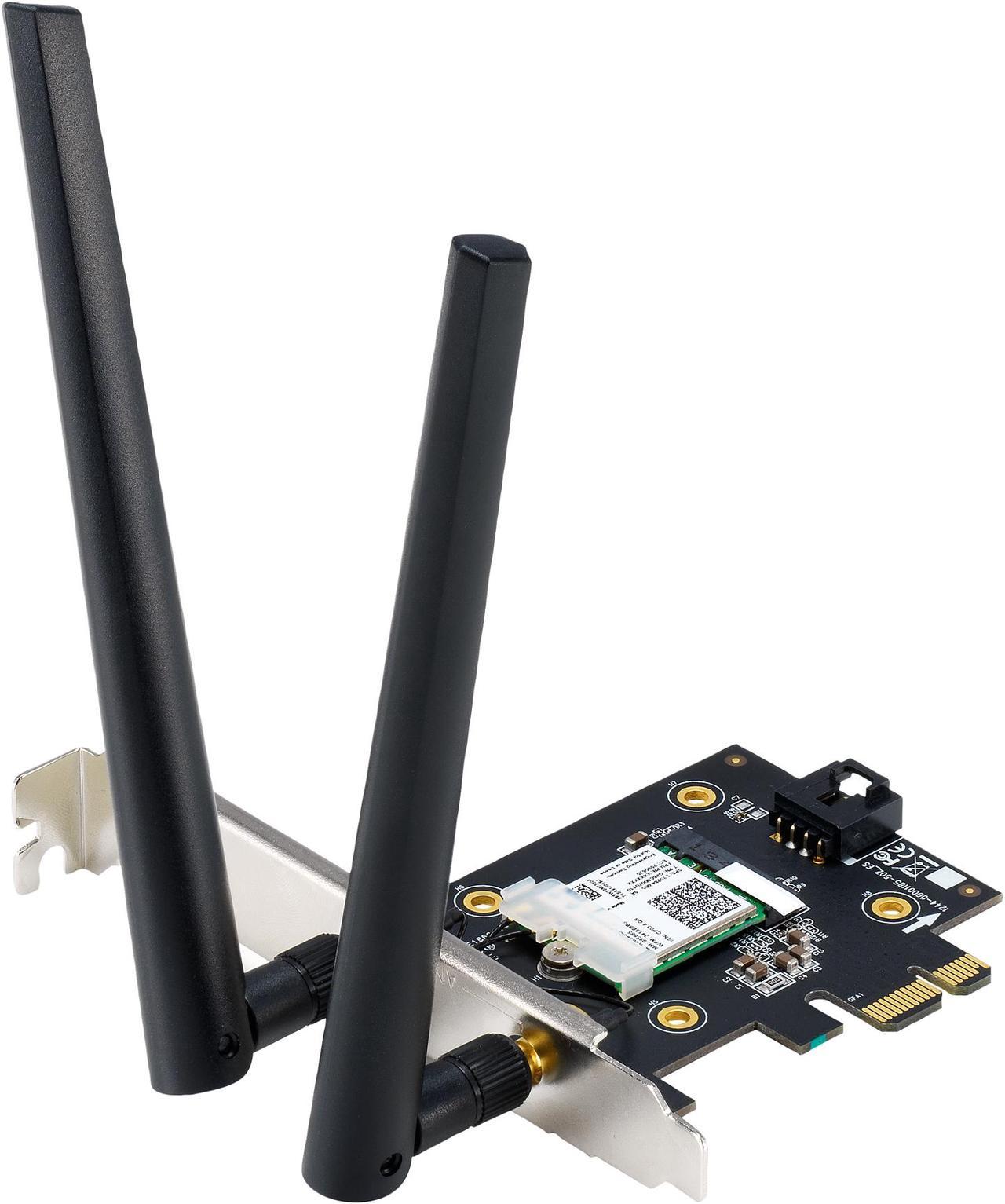 ASUS PCE-AX3000 WiFi 6 (802.11ax) Adapter with 2 External Antennas. Supporting 160MHz for Total Data Rate up to 3000Mbps, Bluetooth 5.0, WPA3 Network Security, OFDMA and MU-MIMO