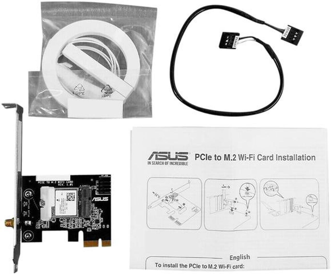 ASUS PCIE to M.2 Wi-Fi Card, RTL8821CE, 802.11AC, Single Antenna