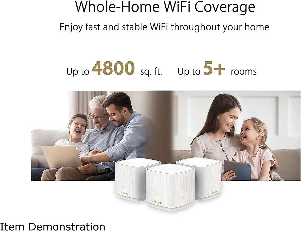 Alt view image 2 of 5 - ASUS ZenWiFi AX Mini Whole Home Dual Band Mesh WiFi 6 System (XD4) - 3 Pack Special Wood Pattern, Coverage up to 4800 sq.ft & 25+ Devices, 1800Mbps, AiMesh, Parental Controls, Easy Setup
