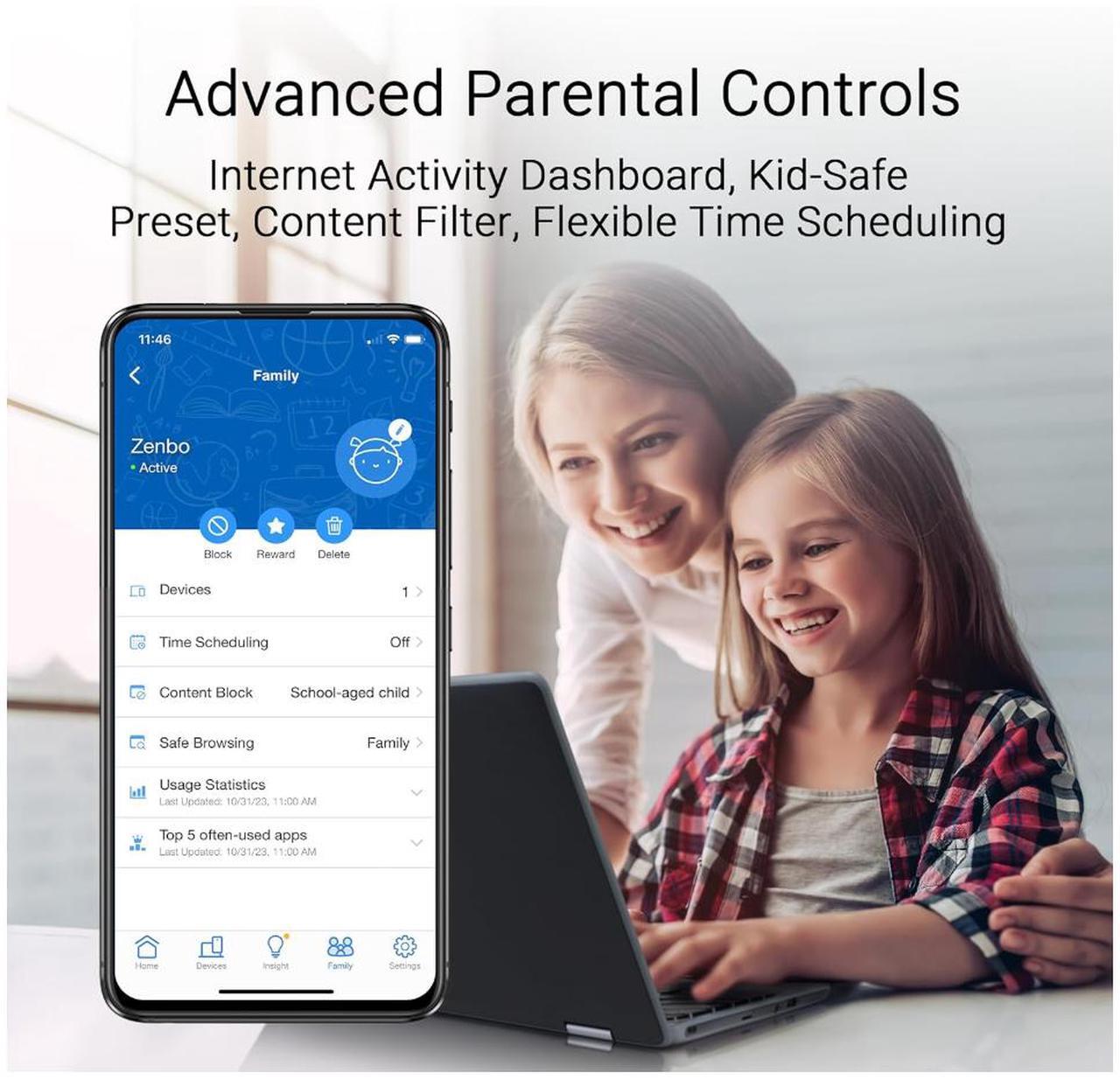 Alt view image 8 of 10 - ASUS ZenWiFi BT10 Tri-Band WiFi 7 Mesh, 18 Gbps, 3000 sq.ft (1pk), Dual 10G Ports, Security and Parental Controls Included, Smart Home Master SSIDs, 4G & 5G Mobile Tethering