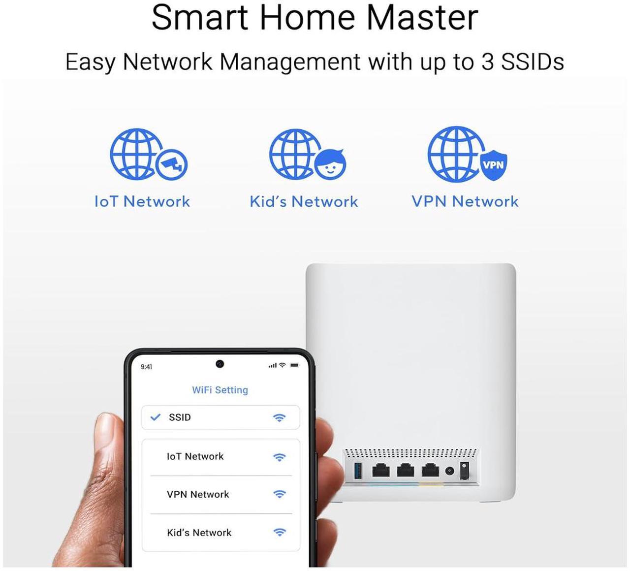 Alt view image 9 of 10 - ASUS ZenWiFi BT10 Tri-Band WiFi 7 Mesh, 18 Gbps, 3000 sq.ft (1pk), Dual 10G Ports, Security and Parental Controls Included, Smart Home Master SSIDs, 4G & 5G Mobile Tethering
