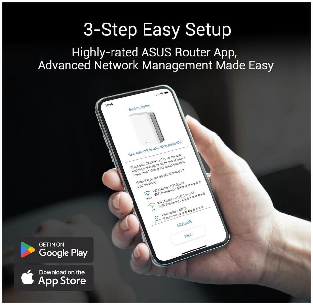 Alt view image 9 of 9 - ASUS ZenWiFi BT10 Tri-band WiFi 7 Mesh, 18 Gbps, 6000 sq.ft (2pk), Dual 10G Ports, Security and Parental Controls Included, Smart Home Master SSIDs, 4G & 5G Mobile Tethering