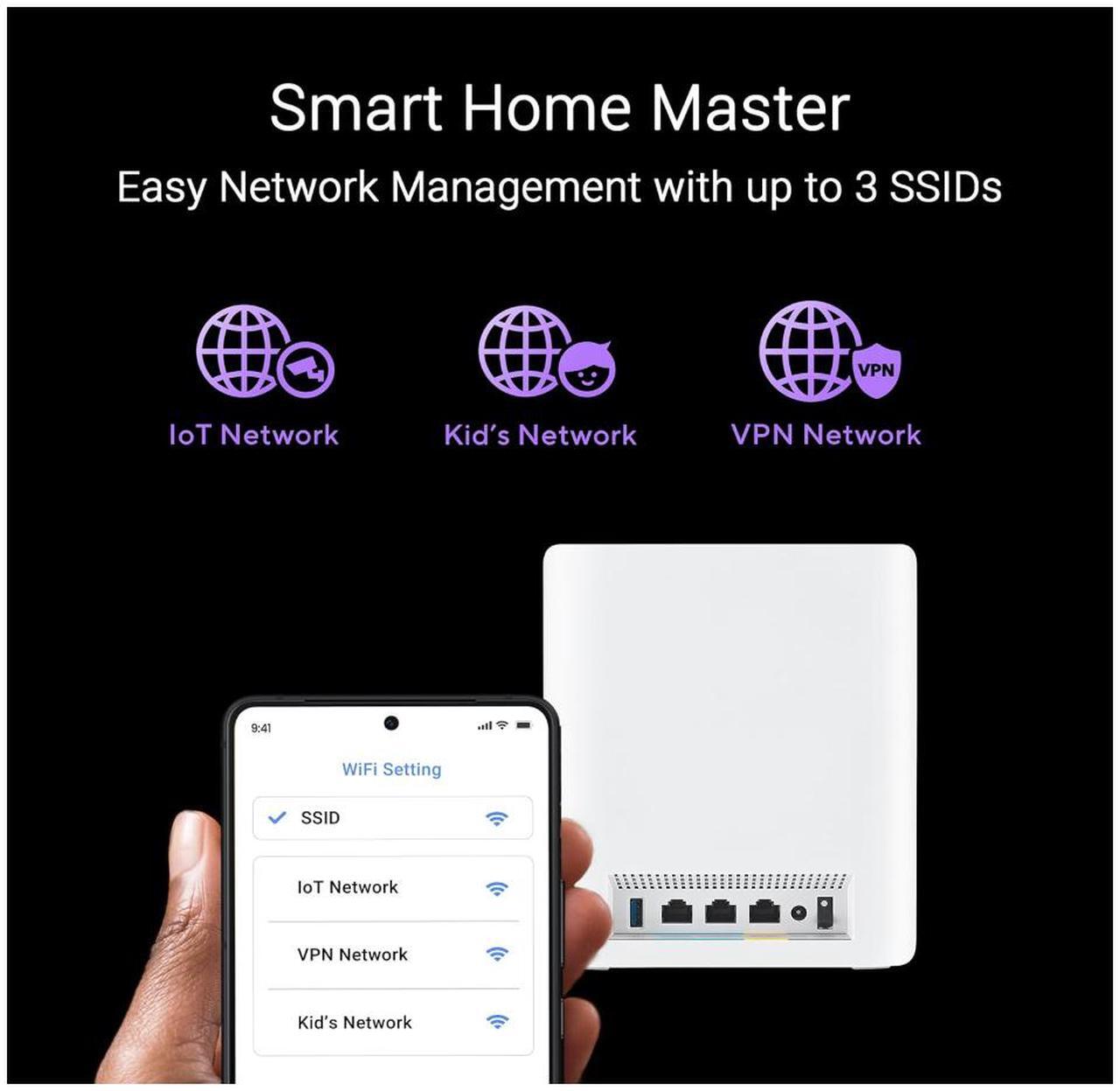 Alt view image 8 of 9 - ASUS ZenWiFi BT10 Tri-band WiFi 7 Mesh, 18 Gbps, 6000 sq.ft (2pk), Dual 10G Ports, Security and Parental Controls Included, Smart Home Master SSIDs, 4G & 5G Mobile Tethering