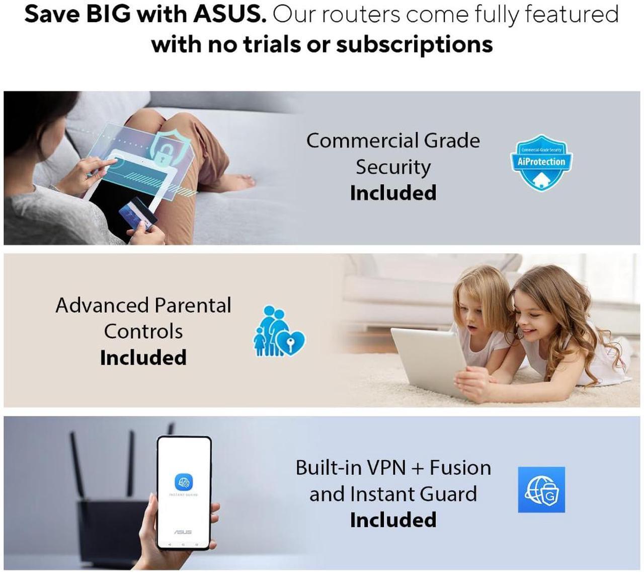 Alt view image 6 of 9 - ASUS ZenWiFi BT10 Tri-band WiFi 7 Mesh, 18 Gbps, 6000 sq.ft (2pk), Dual 10G Ports, Security and Parental Controls Included, Smart Home Master SSIDs, 4G & 5G Mobile Tethering