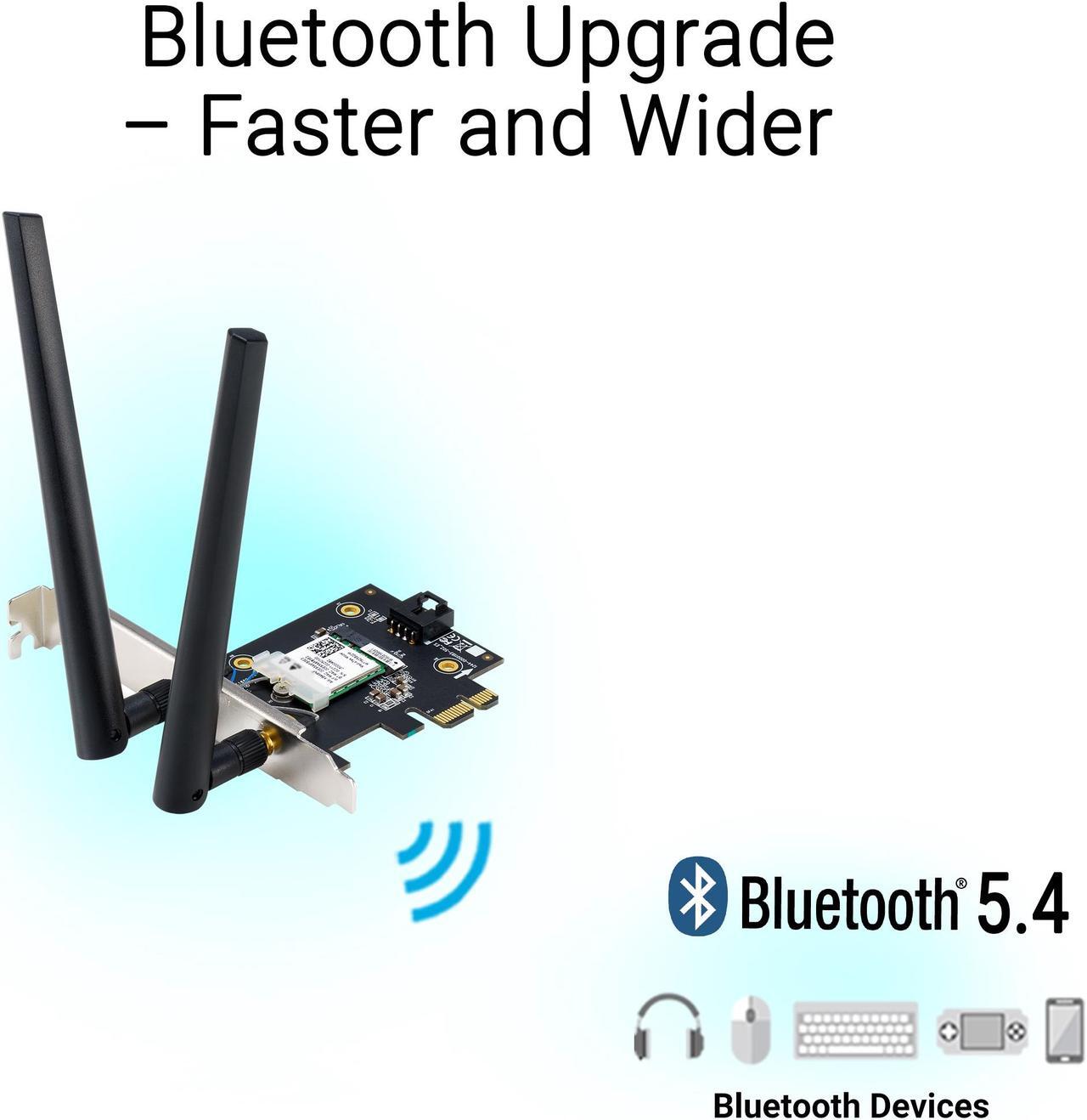 Alt view image 6 of 7 - ASUS BE6500 Tri Band PCI-E WiFi 7 (802.11be). Bluetooth 5.4, WPA3 Network Security, OFDMA and MU-MIMO, Multi-Link Operation