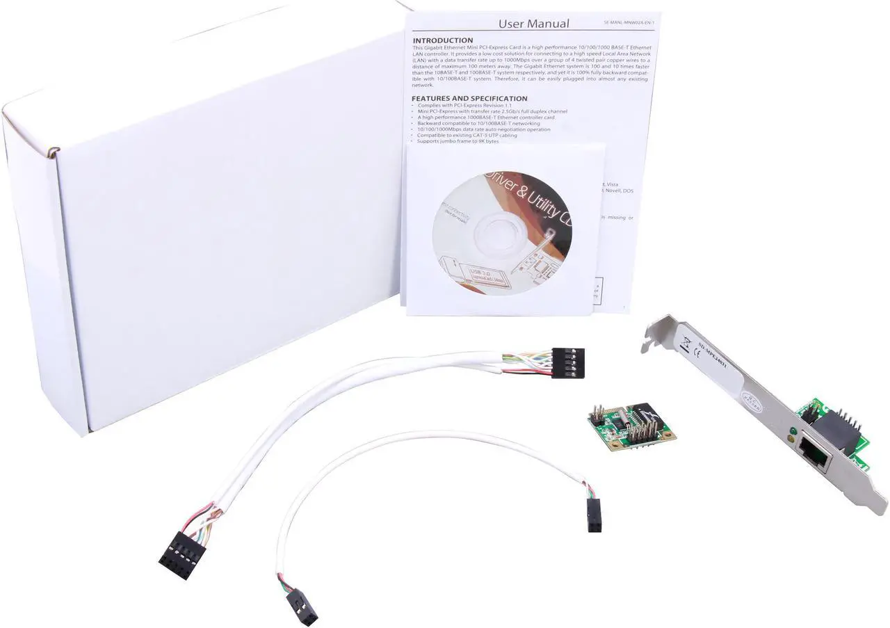 Alt view image 7 of 6 - SYBA SD-MPE24031 Gigabit Ethernet Card with RJ-45 Port Bracket 10/100/1000Mbps Mini PCI Express 1 x RJ45