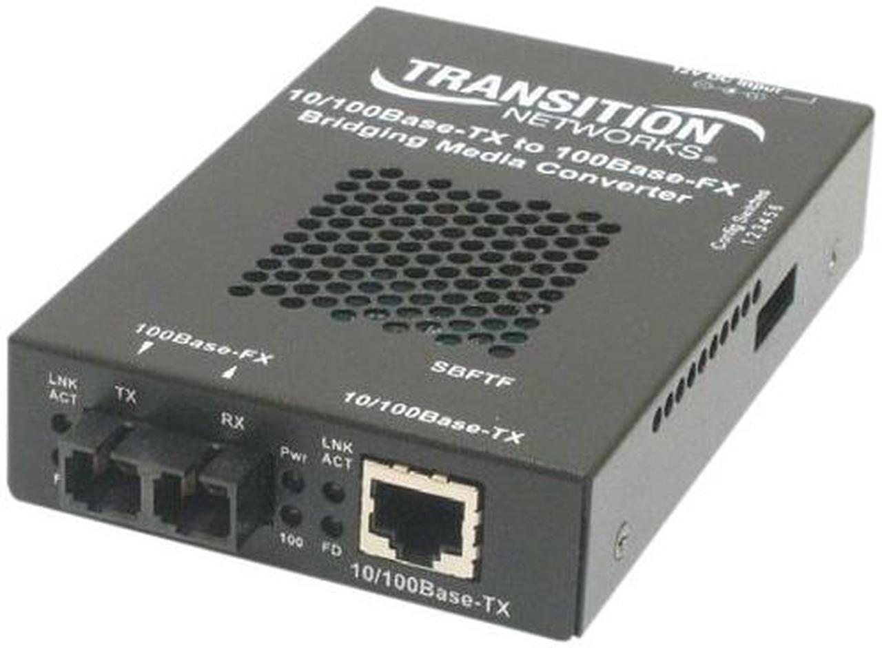 Main image of Transition Networks 10/100 Bridging 10/100Base-TX to 100Base-FX Media Converter - 1 x RJ-45 , 1 x LC - 10/100Base-TX, 100Base-FX