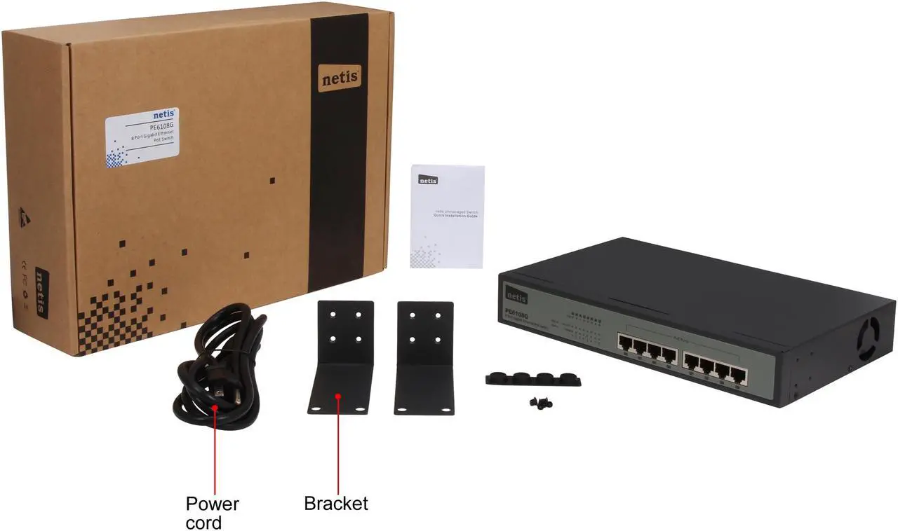 Alt view image 8 of 7 - NETIS PE6108G Unmanaged 8-Port Gigabit Switch with 8 PoE Port 120W IEEE802.3af/at