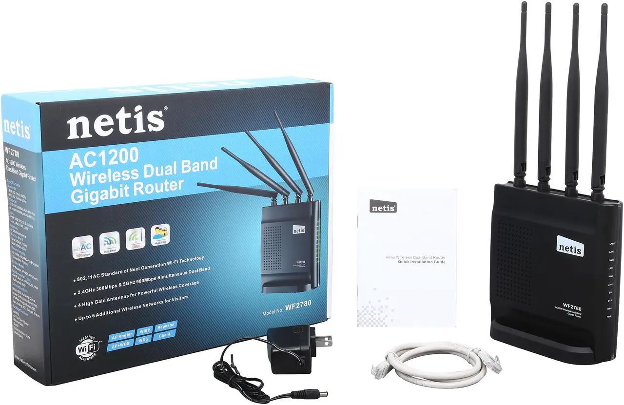 Alt view image 7 of 6 - Netis Wireless AC1200 High Gain All-in-One Dual Band Gigabit Router Repeater Client with Four Enhanced 5 dBi Antennas (WF2780)