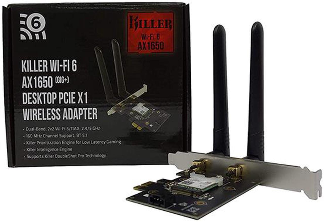 Alt view image 4 of 6 - Intel Rivet Networks Killer AX1650 PCI Express Card - Up to 2.4 Gbps of Wireless Throughput
