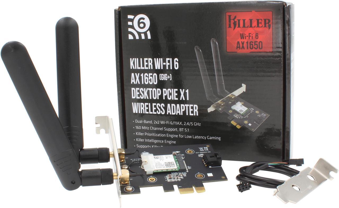 Alt view image 5 of 6 - Intel Rivet Networks Killer AX1650 PCI Express Card - Up to 2.4 Gbps of Wireless Throughput