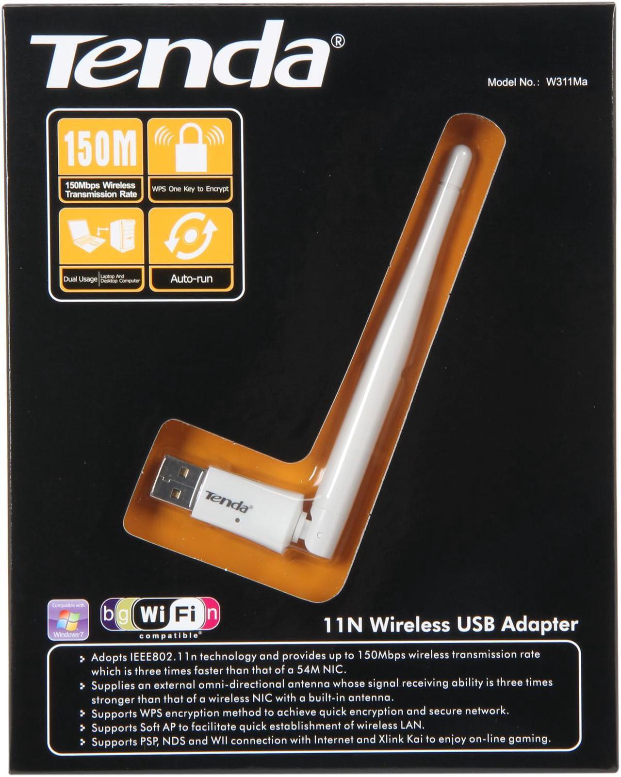 Alt view image 3 of 2 - Tenda W311MA Wireless N150 Mini High Power Adapter IEEE 802.11b/g/n USB 2.0 Up to 150Mbps Wireless Data Rates
