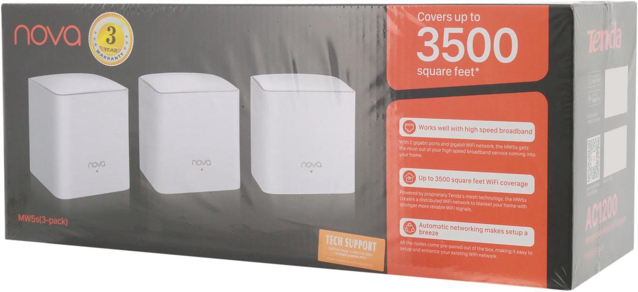 Alt view image 6 of 6 - Tenda NOVA Whole Home Mesh WiFi System - Replaces Gigabit AC WiFi Router and Extenders, Dual Band, Works with Amazon Alexa, Built for Smart Home, Up to 3,500 Sq. Ft. Coverage (MW5s 3-Pack)