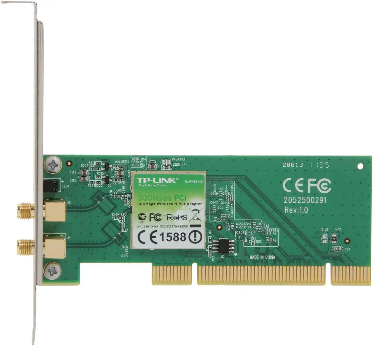 Alt view image 4 of 5 - TP-LINK TL-WN851ND Wireless N300 PCI Adapter, 300Mbps, w/WPS Button, IEEE 802.1b/g/n, 64/128 bit WEP, WPA/WPA2