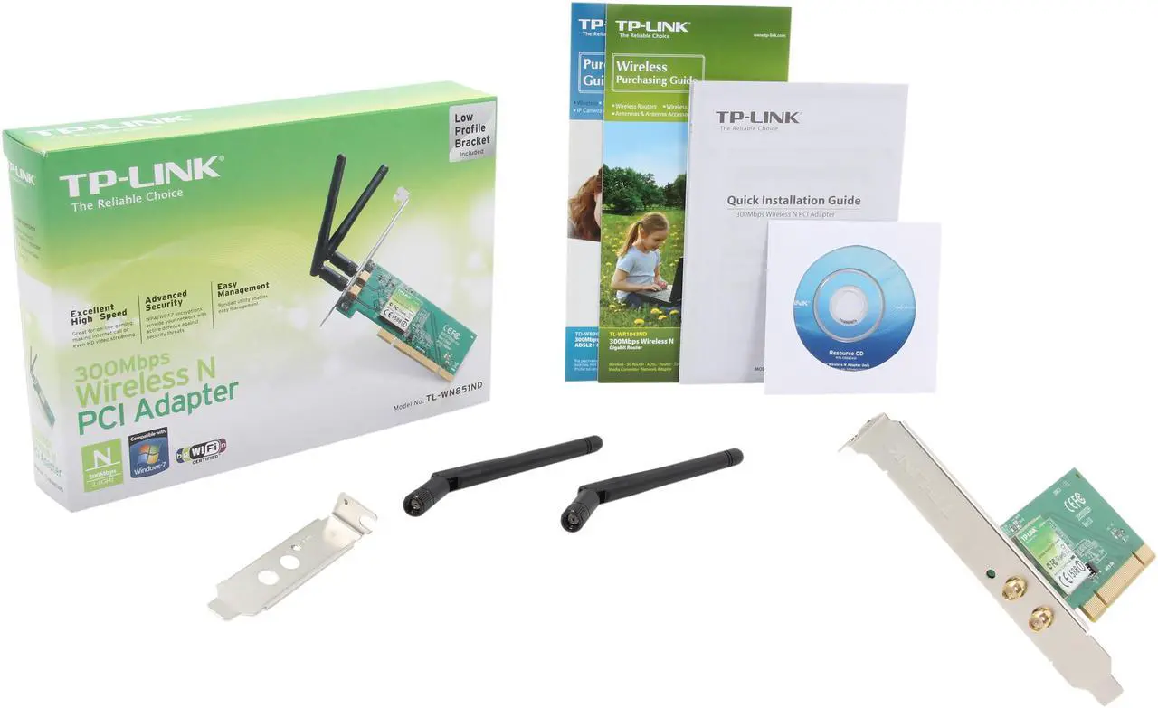 Alt view image 6 of 5 - TP-LINK TL-WN851ND Wireless N300 PCI Adapter, 300Mbps, w/WPS Button, IEEE 802.1b/g/n, 64/128 bit WEP, WPA/WPA2