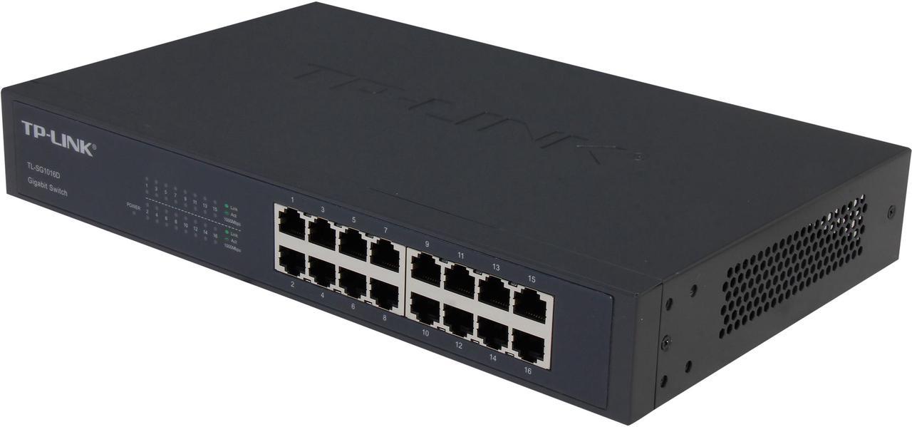 TP-Link 16-Port Gigabit Ethernet Unmanaged Switch | Plug and Play | Metal | Desktop/Rackmount | Fanless(TL-SG1016D)