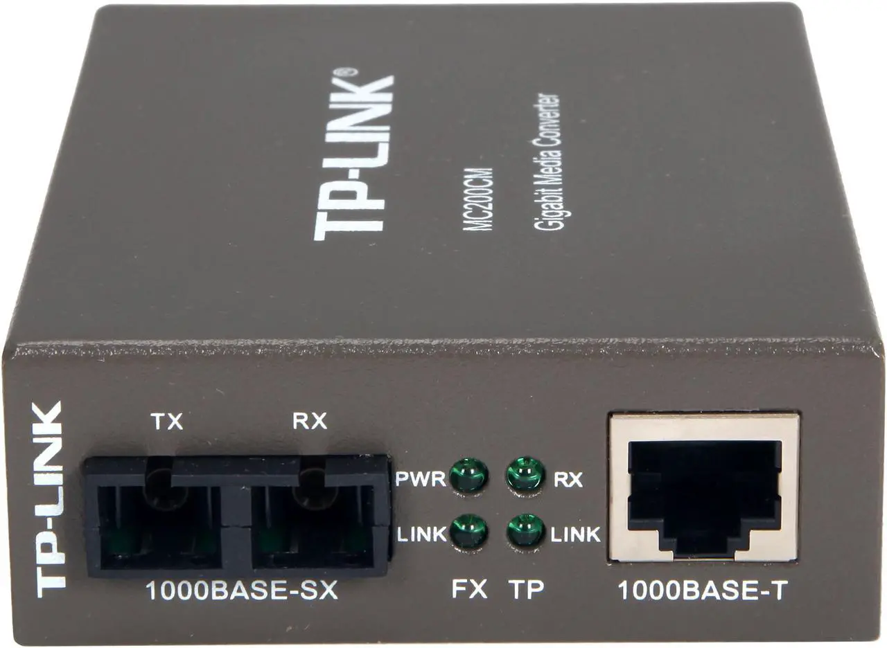 Alt view image 5 of 5 - TP-Link Gigabit SFP to RJ45 Fiber Media Converter, Fiber to Ethernet Converter 10/100/1000Mbps RJ45 Port to 1000Base-SX Multi-Mode Fiber (MC200CM) Black