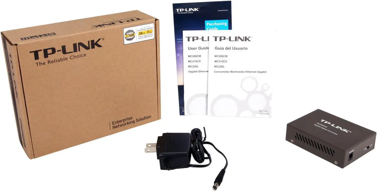 Alt view image 6 of 5 - TP-Link Gigabit SFP to RJ45 Fiber Media Converter, Fiber to Ethernet Converter 10/100/1000Mbps RJ45 Port to 1000Base-SX Multi-Mode Fiber (MC200CM) Black