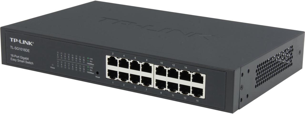 TP-Link 16 Port Gigabit Switch | Easy Smart Managed | Plug & Play | Lifetime Protection | Desktop/Rackmount | Sturdy Metal w/ Shielded Ports | Support QoS, Vlan, IGMP & Link Aggregation (TL-SG1016DE)