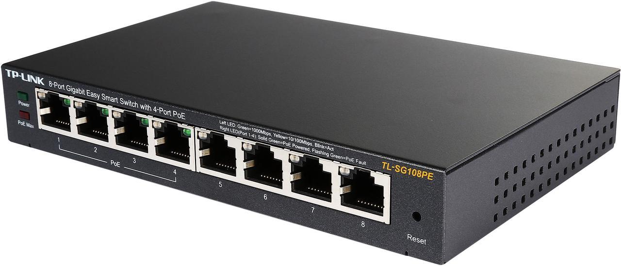 TP-Link TL-SG108PE V3 | 8 Port Gigabit PoE Switch | Easy Smart Managed | 4 PoE+ Ports @64W | Plug & Play | Sturdy Metal w/ Shielded Ports | Fanless | QoS, Vlan & IGMP | Limited Lifetime Protection