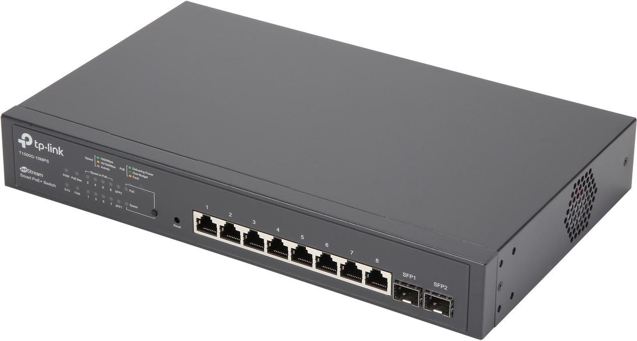 TP-Link 8 Port Gigabit PoE Switch | 8 PoE+ Ports @116W, w/2 SFP slots | Smart Managed | Lifetime Protection | Support L2/L3/L4 QoS, IGMP and Link Aggregation (T1500G-10MPS)