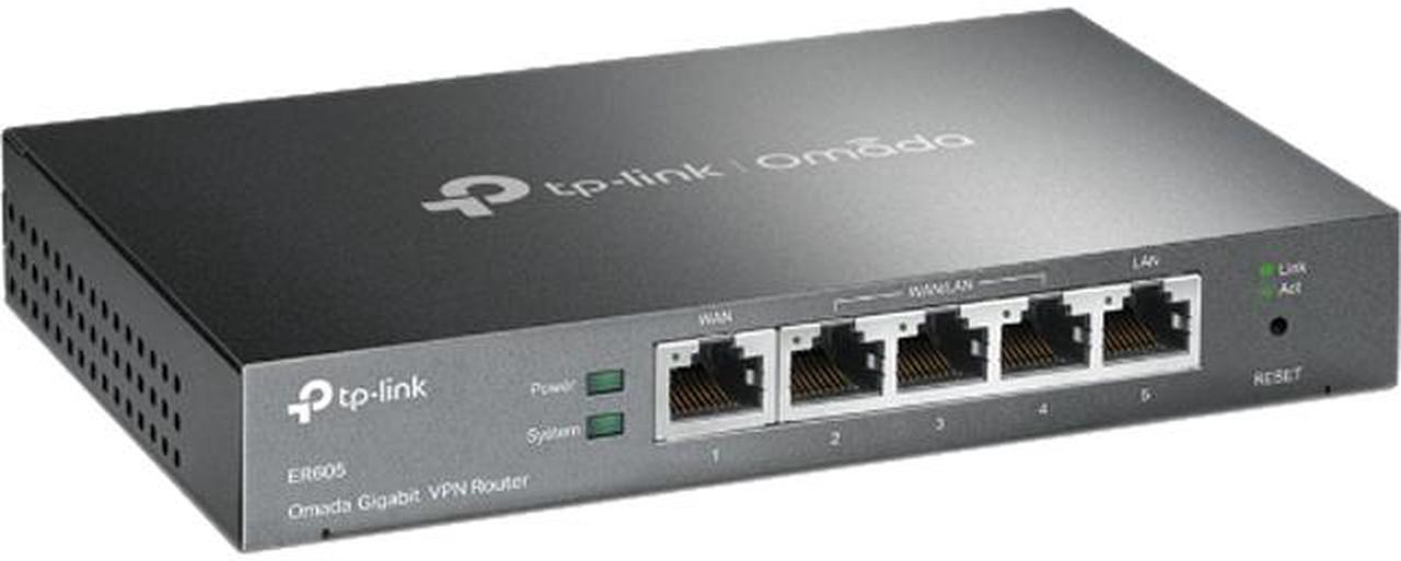 TP-Link ER605 Omada Gigabit VPN Router 1 x 10/100/1000Mbps WAN Ports 1 x Fixed Gigabit LAN Port 3 x Changeable Gigabit WAN/LAN Ports LAN Ports