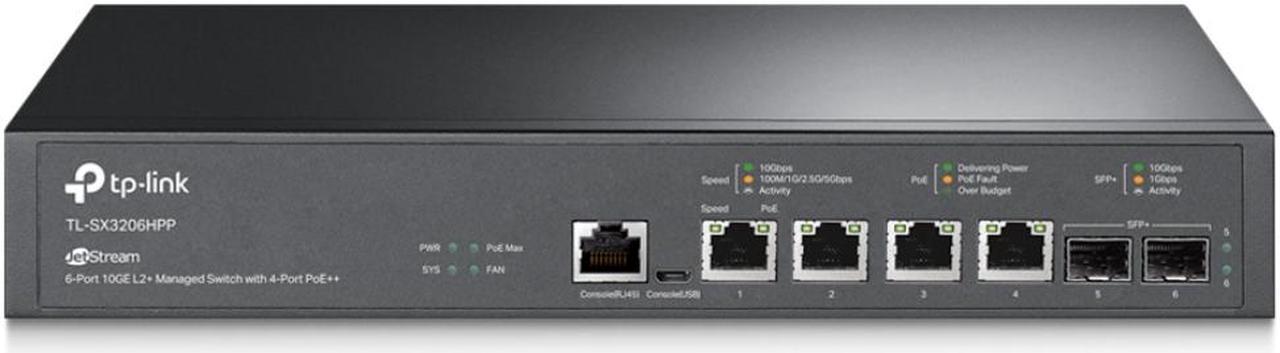 TP-Link JetStream 6-Port 10GE L2+ Managed Switch with 4-Port PoE++