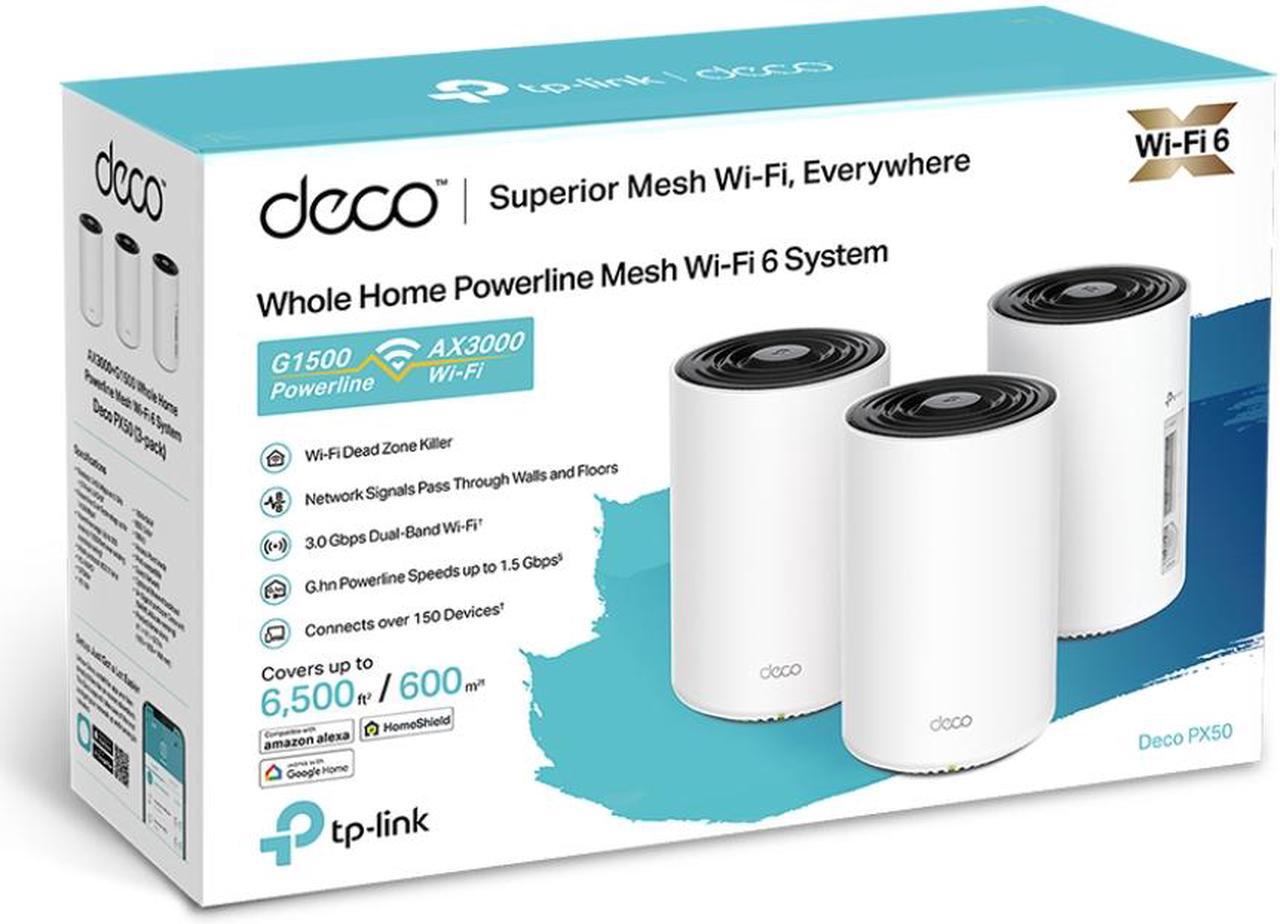 Alt view image 8 of 8 - TP-Link Deco Powerline Mesh WiFi 6 System (Deco PX50), Covers up to 6,500 sq.ft, Replaces Routers and Extenders, Signal Through Walls and Floors, Works with Amazon Alexa and Google Home, 3-Pack