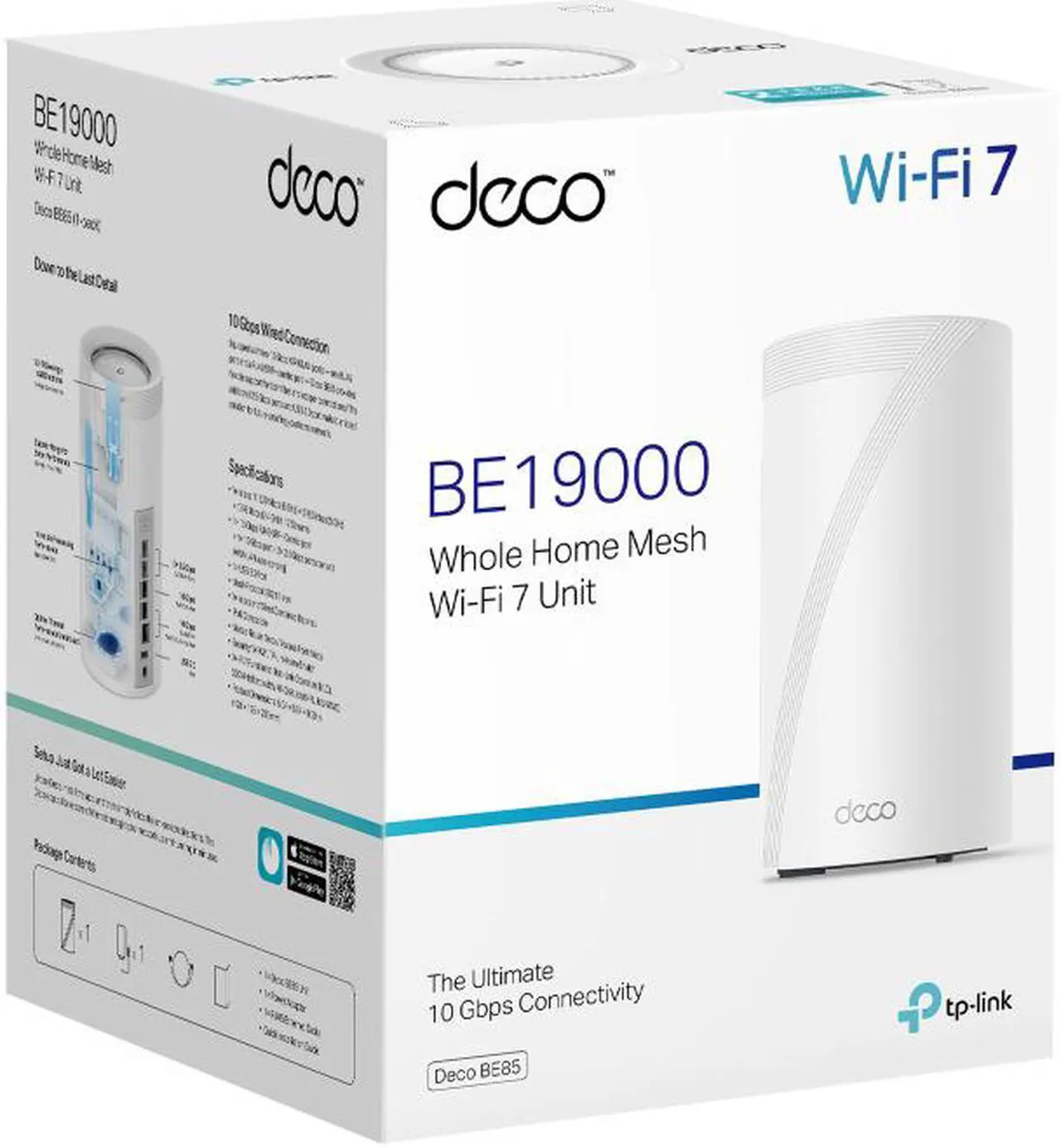 Alt view image 11 of 11 - TP-Link Tri-Band WiFi 7 BE22000 Whole Home Mesh System (Deco BE85) | 12-Stream 22 Gbps | 2x10G + 2x2.5G Ports Wired Backhaul, 8xHigh-Gain Antennas | VPN, AI-Roaming, 4x4 MU-MIMO, HomeShield (1-Pack)