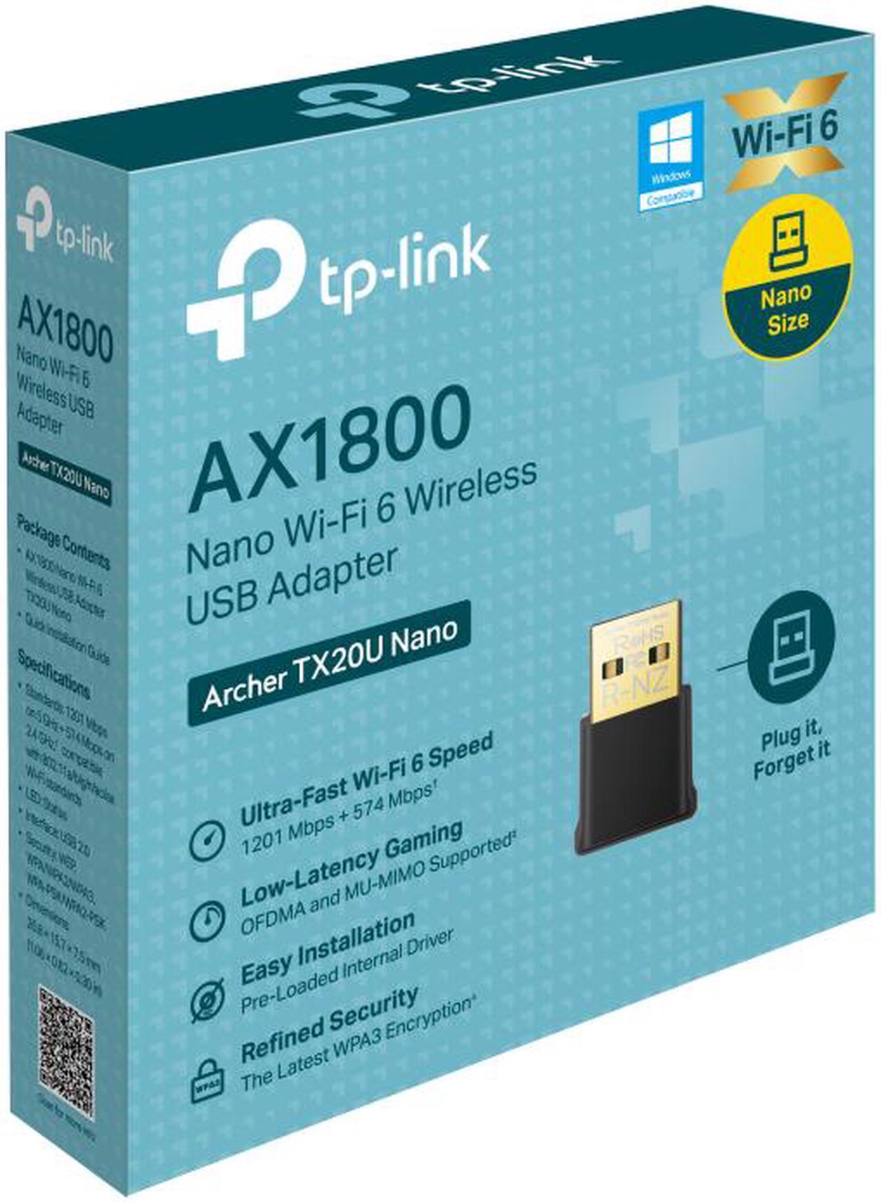 Alt view image 5 of 5 - TP-Link Nano USB Wi-Fi 6 AX1800 Nano Dual Band USB Adapter for PC - Archer TX20U Nano