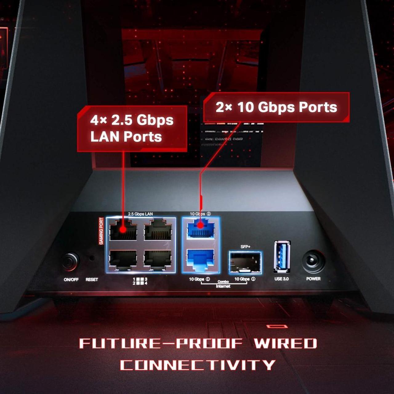 Alt view image 6 of 10 - TP-Link Tri-Band BE19000 Wi-Fi 7 Gaming Router Archer GE800 | 12-Stream 19 Gbps | 2×10G + 4×2.5G Ports, USB 3.0 | Quad Acceleration, Dedicated Band for Gaming | Game Panel, RGB