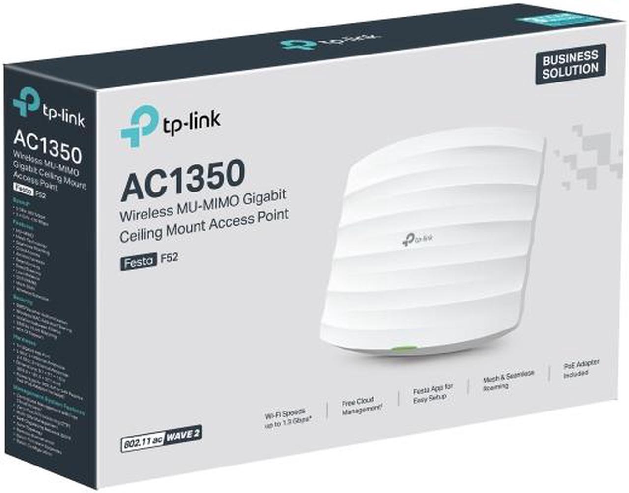 Alt view image 11 of 11 - TP-Link Festa F52 Wireless Access Point AC1350 Gigabit Port Mesh, Seamless Roaming, MU-MIMO, Self-Organizing Network Free Cloud Management PoE Powered, Does not Work with Omada