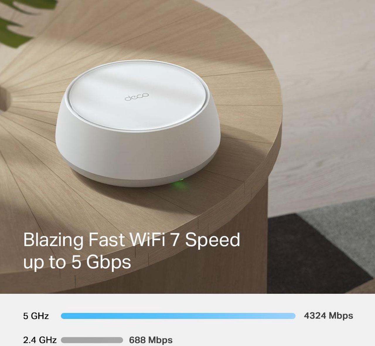 Alt view image 4 of 8 - TP-Link Dual-Band Deco BE25(1-pack) BE5000 Wi-Fi 7 Mesh Wi-Fi System | 4-Stream 5 Gbps | 240 Mhz Channels | Covers up to 2,600 Sq.Ft | 2× 2.5G Ports Wired Backhaul | VPN,MLO, AI-Roaming, HomeShield