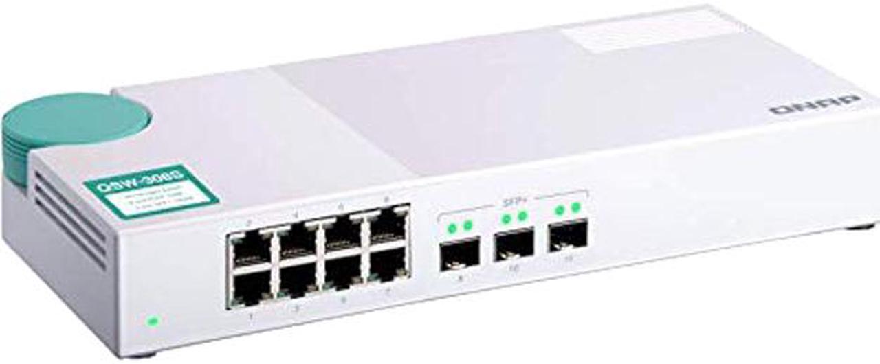 Qnap QSW-308S-US Cost-effective Entry-level 10 GbE Switch with 10G SFP+ Fiber and Gigabit Ethernet