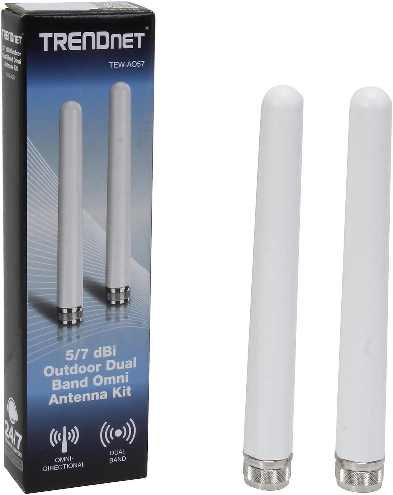 Alt view image 3 of 3 - TRENDnet 5/7 dBi Outdoor Dual Band Omni Antenna Kit, N-Type Male Connectors, Supports 2.4 And 5 GHz, Omni-Directional Antennas, Use With 802.11ac/n/g/b/a Routers And Access Points, White, TEW-AO57
