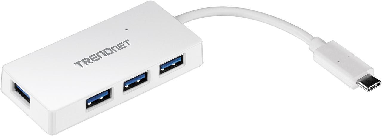 Main image of TRENDnet 4-Port USB C to USB Hub, TUC-H4E, 4 x USB 3.0 Ports, Compact Size USB Type-C Multiport Adapter, Compatible with Windows, Mac OS, Backwards Compatible with USB 2.0, White