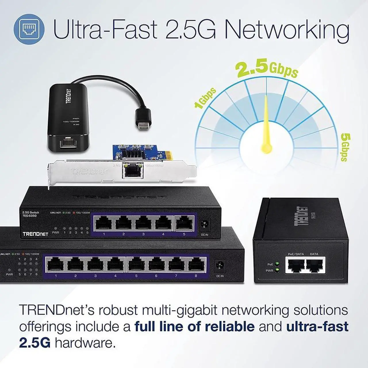 Alt view image 10 of 10 - TRENDnet 2.5G PoE+ Injector, TPE-215GI, PoE (15.4W) or PoE+ (30W), Converts a non-PoE Port to a PoE+ 2.5G Port, 2.5GBASE-T Compliant, Integrated Power Supply, Network a PoE device up to 100m (328 ft.)