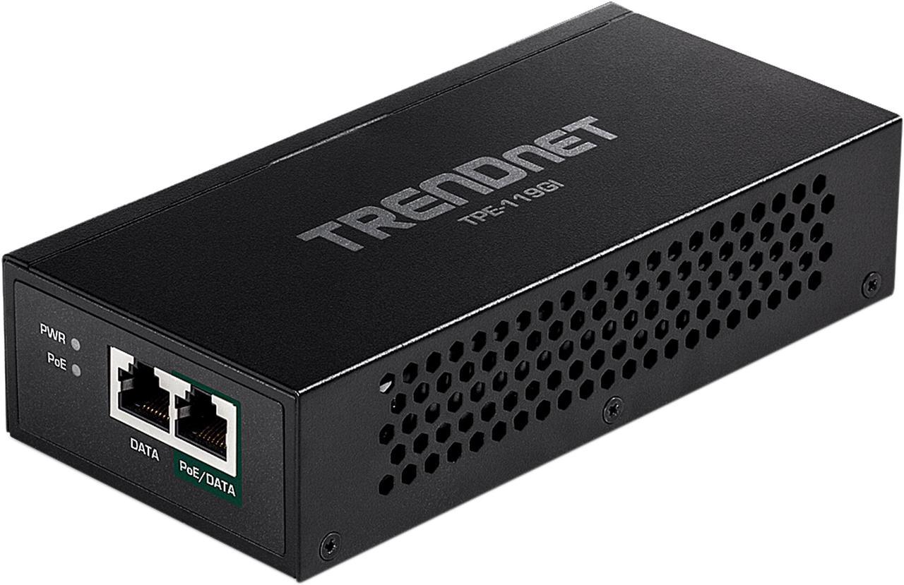 TRENDnet Gigabit PoE++ Injector, Convert A Non-PoE Port To A PoE++ Gigabit Port, PoE (15.4W), PoE+ (30W), Or PoE++ (95W), Up to 100m (328 ft), Integrated Power Supply, Black, TPE-119GI