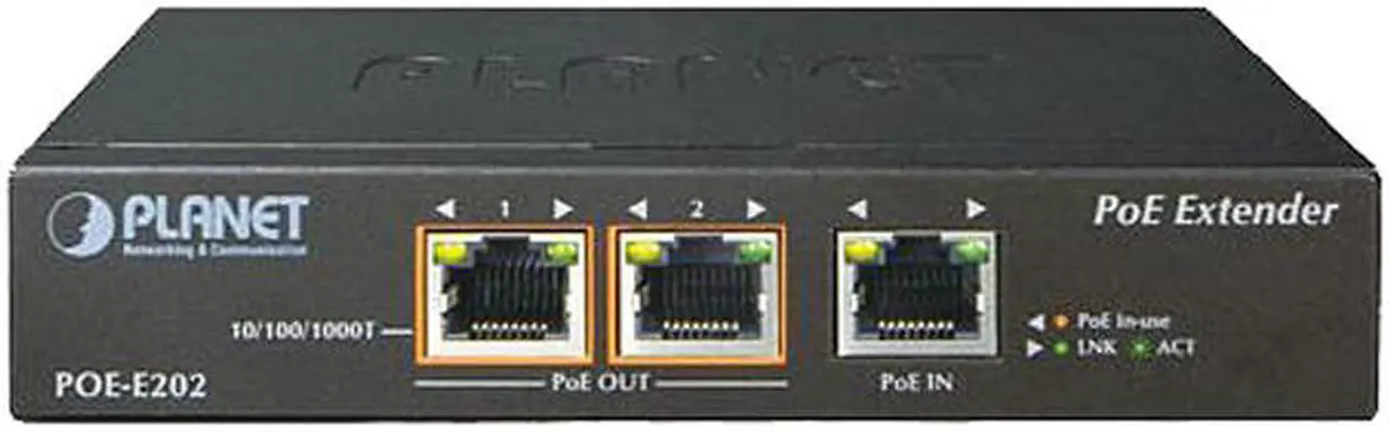 Main image of PLANET POE-E202 1-port 802.3at PoE+ to 2-port 802.3af/at Gigabit PoE Extender