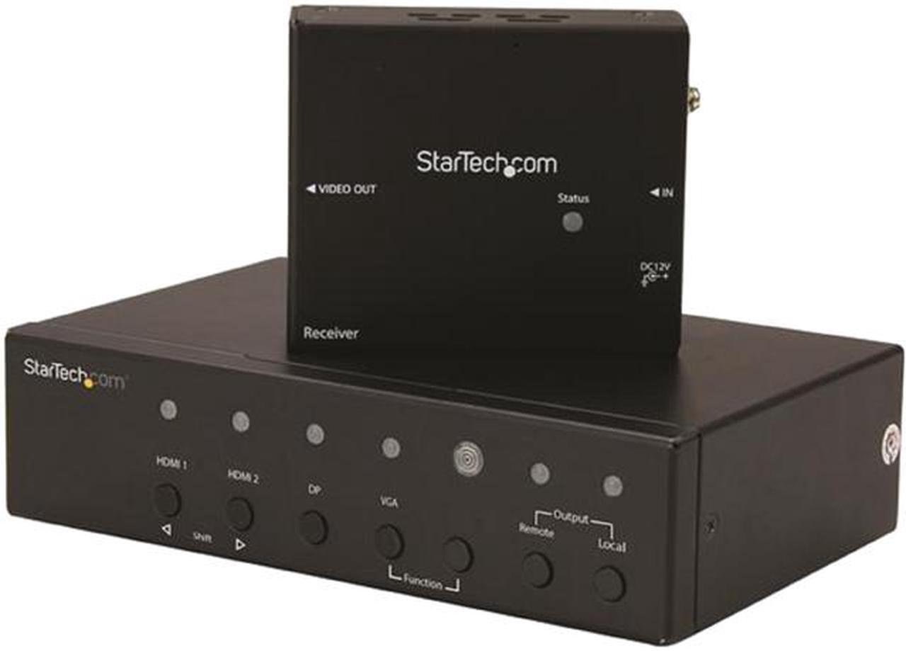 StarTech STDHVHDBT Multi-Input HDBaseT Extender with Built-in Switch - DisplayPort VGA and HDMI Over CAT5 or CAT6 - Up to 4K - up to 230 ft.