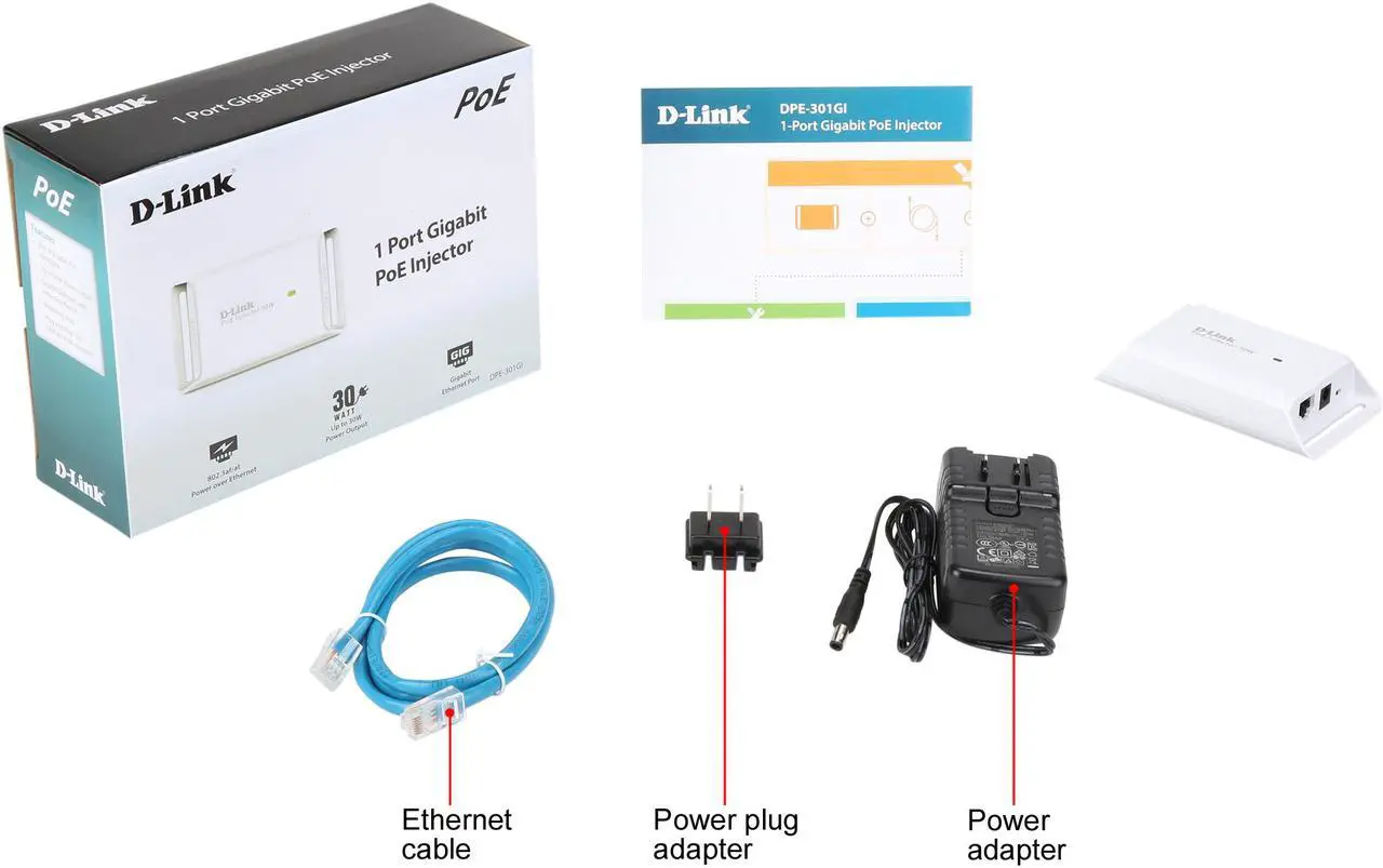 Alt view image 8 of 7 - D-Link DPE-301GI Gigabit PoE+ Injector, 30 Watts, 802.3af/at Compliant, up to 100m (328ft)